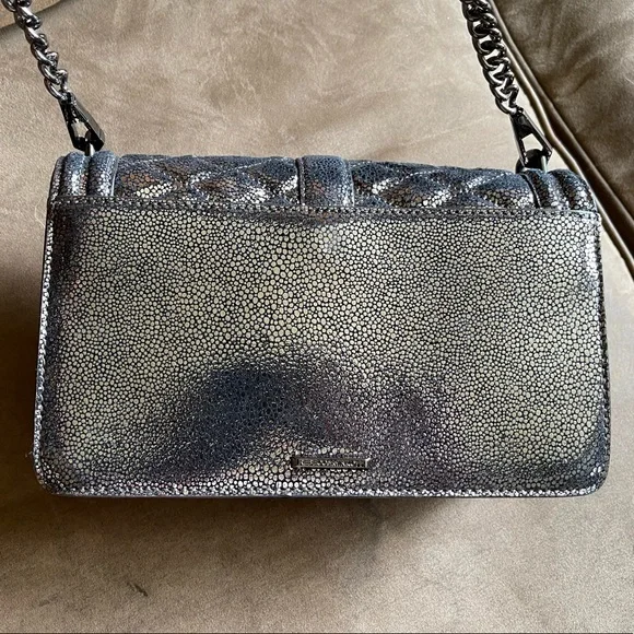 Rebecca Minkoff Love Crossbody Shoulder Bag Handbag Purse Quilted Metallic EUC
